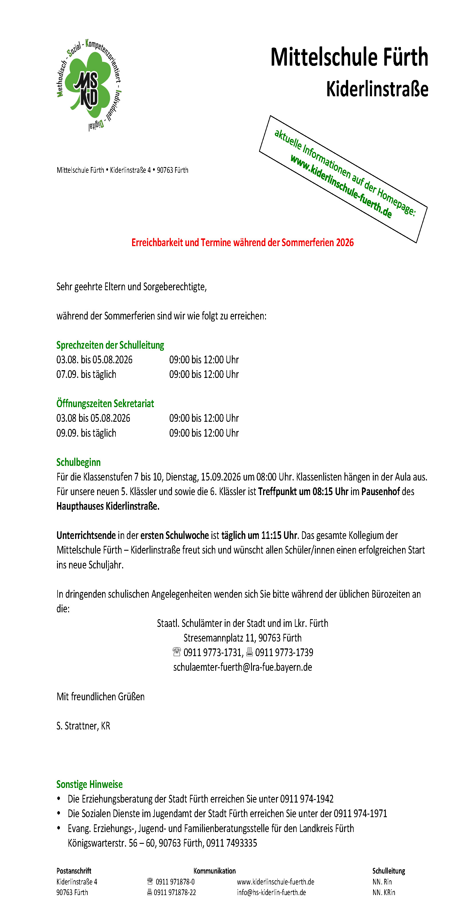 info sommerferien 2026